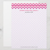 En-tête De Lettre Customisée Tons Rose Et Blanc Zigzag Chevron Motif (Devant / Derrière)