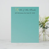 En-tête De Lettre Customisée Turquoise Green Fun Fun Mariage (Debout devant)