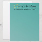 En-tête De Lettre Customisée Turquoise Green Fun Fun Mariage (Devant / Derrière)