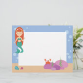 En-tête De Lettre Cute sirène océanique thème été fille (Debout devant)