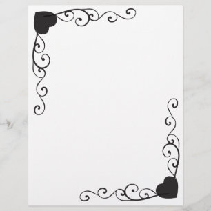 En-tête de lettre de frontière de coin de coeur de