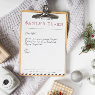 En-tête De Lettre De la part du Père Noël et de ses Elfes Noël