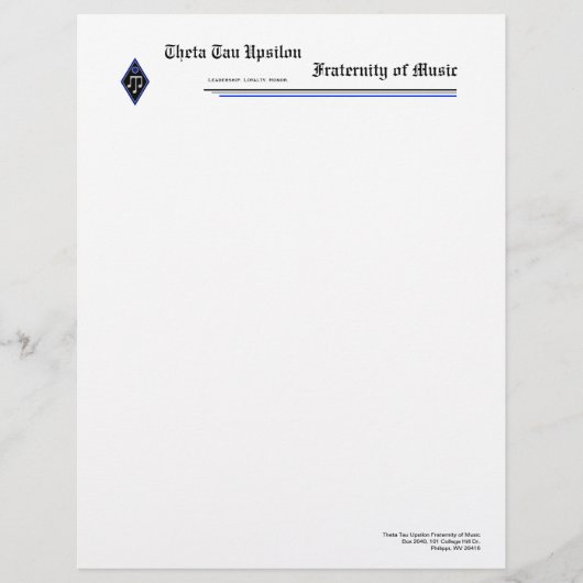 En-tête de lettre de Tau Upsilon de thêta (Devant)