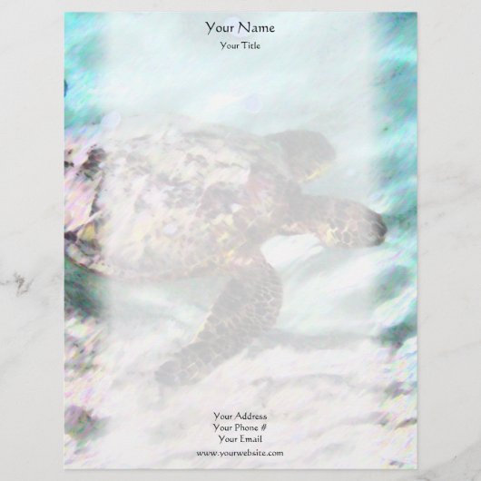 En-tête de lettre de tortue de natation (Devant)