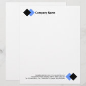 En-tête De Lettre Deux diamants - Noir et Bébé Bleu (Devant / Derrière)
