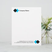 En-tête De Lettre Deux diamants - noir et bleu ciel (Debout devant)