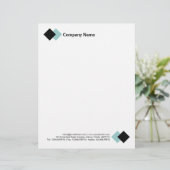 En-tête De Lettre Deux Diamants - Noir et Bleu Vert (Debout devant)