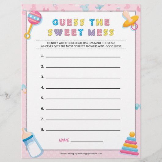 En-tête De Lettre Devinez La Douce Mess [Bébé Basiques Rose] (Devant)