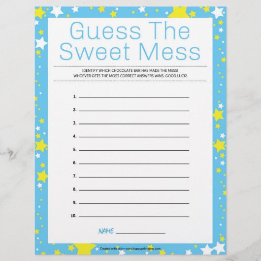 En-tête De Lettre Devinez La Douce Mess [Starry Night Blue] (Devant)