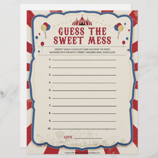 En-tête De Lettre Devinez La Douce Mess [Thème Du Cirque] (Devant / Derrière)