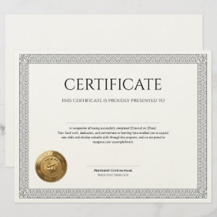En-tête De Lettre Diplôme Classique Élégant avec sceau à feuille d'o