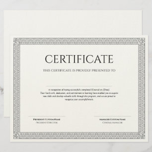 En-tête De Lettre Diplôme Classique Élégant Certificat finition lin