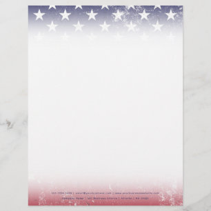 En-tête De Lettre Drapeau vintage USA Patriotique Américain Rouge Bl