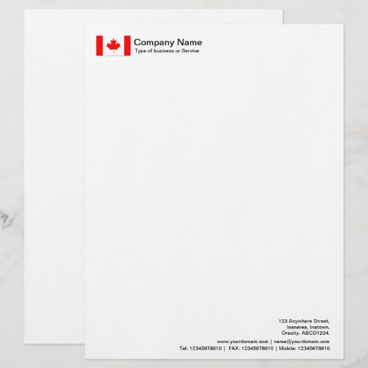 En-tête De Lettre Drapeaux - Canada (Devant / Derrière)
