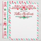 En-tête De Lettre Du bureau du Père Noël Aquarelle (Devant / Derrière)