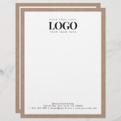 En-tête De Lettre Earthy Kraft Ajouter votre rectangle de logo comme (Devant / Derrière)