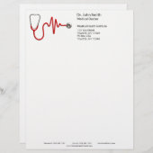 En-tête De Lettre ECG Wave EKG Heartbeat Line Stethoscope Médicale (Devant / Derrière)