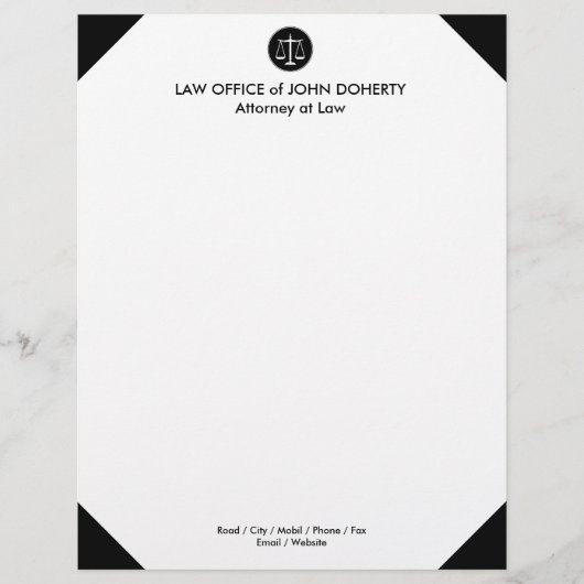 En-tête De Lettre Échelles classiques de justice | Bureau du droit (Devant)