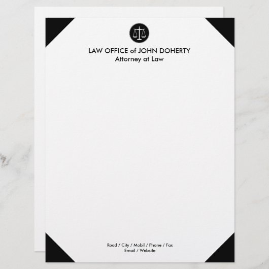 En-tête De Lettre Échelles classiques de justice | Bureau du droit (Devant / Derrière)