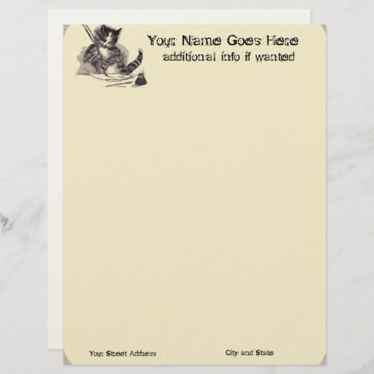 En-tête De Lettre Écriture de papeterie de chat (Devant / Derrière)