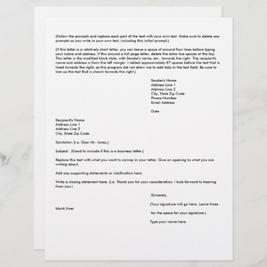 En-tête De Lettre Écrivez votre propre lettre, en-tête modèle, (Devant / Derrière)