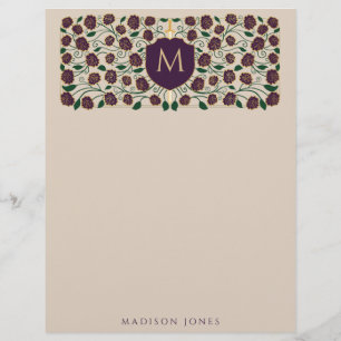 En-tête De Lettre Eggplant Epée & Bouclier Imaginaire médiéval Monog