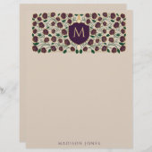 En-tête De Lettre Eggplant Epée & Bouclier Imaginaire médiéval Monog (Devant / Derrière)