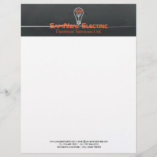 En-tête De Lettre Électricien orange - conception d'ampoule de logo