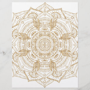 En-tête De Lettre Elégant blanc & or Mandala conception main dessiné