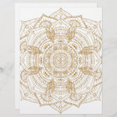 En-tête De Lettre Elégant blanc & or Mandala conception main dessiné (Devant / Derrière)