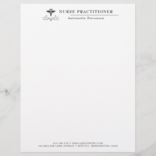 En-tête De Lettre Élégant Caduceus Nurse Praticien (Devant)