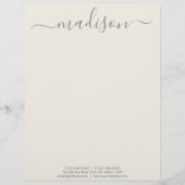 En-tête De Lettre Élégant Chic manuscrit Script Sage Green (Devant)