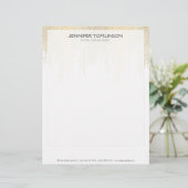 En-tête De Lettre Elégant Faux Gold Confetti Dots Motif Black II (Debout devant)