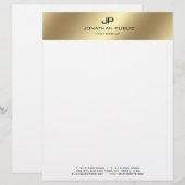 En-tête De Lettre Elégant Faux Gold Moderne Monogramme Modèle de bas (Devant / Derrière)