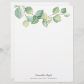 En-tête De Lettre Elégant Feuilles d'Eucalyptus (Devant / Derrière)