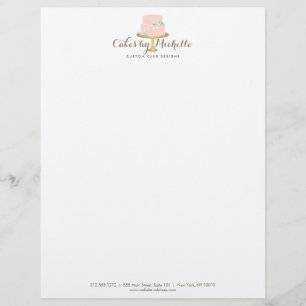En-tête De Lettre Elégant gâteau rose avec décoration de gâteau aux