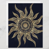 En-tête De Lettre Elégant Gold Sun Mandala Blue Nebula Design (Devant / Derrière)