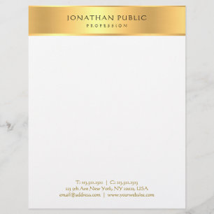 En-tête De Lettre Elégant Gold White Professionnel Modèle moderne