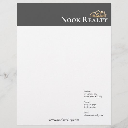 En-tête De Lettre Élégant immobilier gris (Devant)
