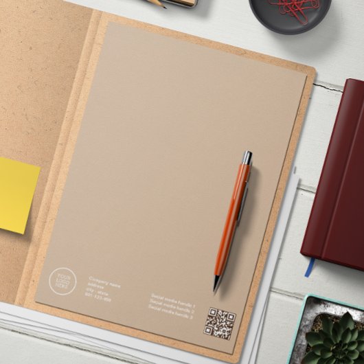 En-tête De Lettre Élégant logo Entreprise Code Qr