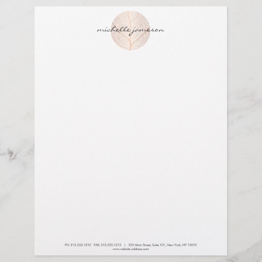 En-tête De Lettre Élégant logo Rose Gold Leaf sur blanc (Devant)