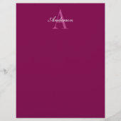 En-tête De Lettre Élégant Magenta Rouge, rose & blanc Nom & Monogram (Devant)
