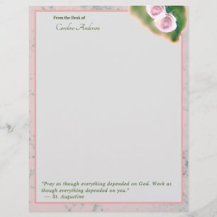 En-tête De Lettre Élégant marbre rose Inspirationnel Stationnaire