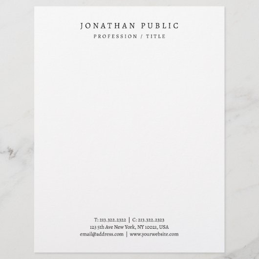 En-tête De Lettre Elegant Minimalist Letterhead Black And White (Devant)