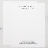 En-tête De Lettre Elegant Minimalist Letterhead Black And White (Devant / Derrière)