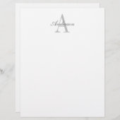 En-tête De Lettre Élégant Monogramme blanc et gris (Devant / Derrière)