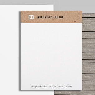 En-tête De Lettre Élégant Monogramme Kraft Blanc Minimaliste Moderne