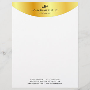 En-tête De Lettre Élégant Monogramme Modèle Metallic Look Faux Go