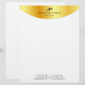 En-tête De Lettre Élégant Monogramme Modèle Metallic Look Faux Gold (Devant / Derrière)
