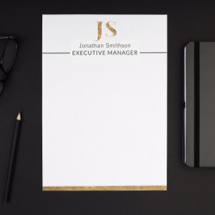 En-tête De Lettre Élégant Monogramme personnalisé blanc et or